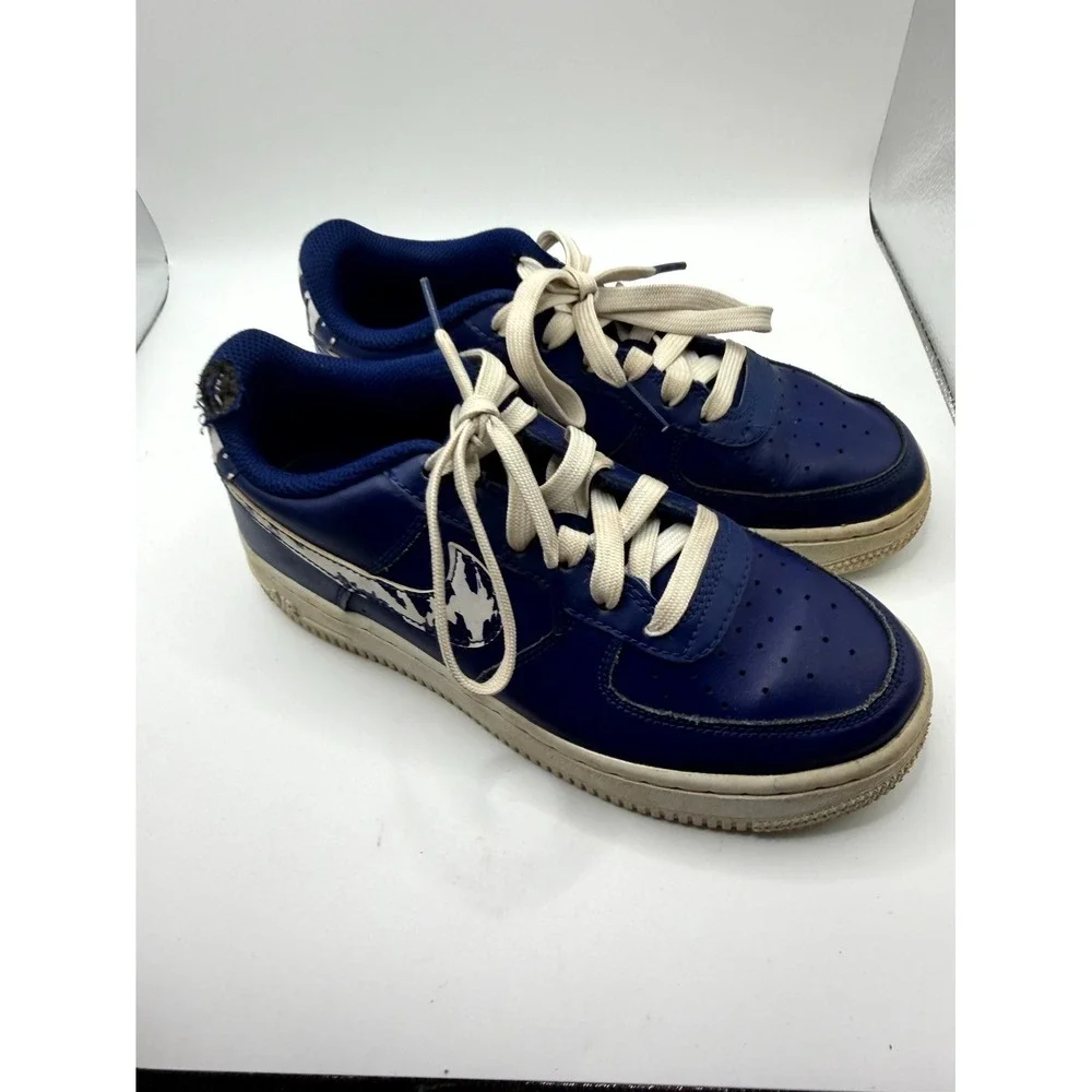 Nike Air Force 1 LV8 GS Kids 4.5 Sneaker Splatter Swoosh Blue Void Leather Shoes